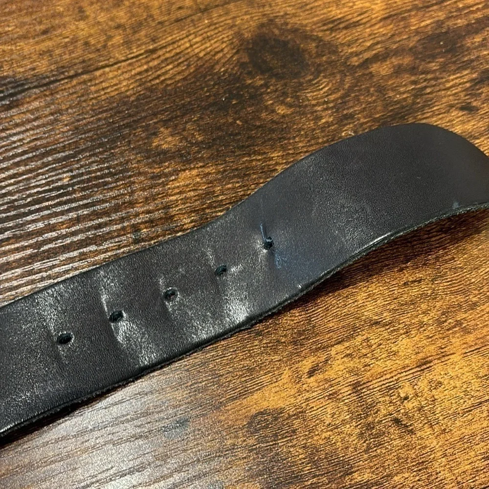 Black leather belt men size 36